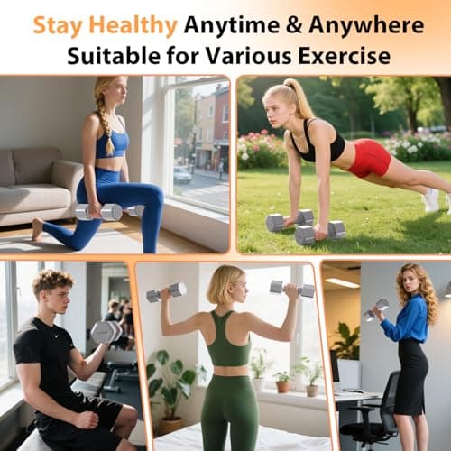 Adjustable Dumbbell Set of 2, Adjustable Dumbbells 5lb with TPU Soft Rubber Handle for Home Gym Exercise Training, Hand Weights for Women at Home (Gray) 5