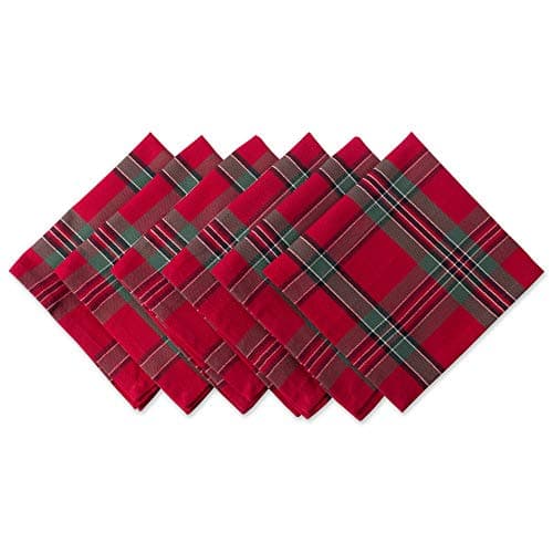DII Farmhouse Christmas Plaid Dining Table & Kitchen Décor, Holiday Napkin Set, 18X18, Red & Green, 6 Count