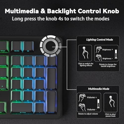 AULA F99 Pro Wireless Mechanical Keyboard-Silent Version,BT5.0/2.4GHz/USB-C Hot Swappable Custom Keyboard,Gasket Structure,Pre-lubed Linear Switches RGB Backlit Computer Gaming Keyboards,Black 8