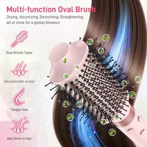 MESCOMB Dual Voltage Hot Air Styler Wrap - 5 in 1 Hair Dryer Brush with Fast Drying Blow Dryer, Styling, Straightening & Volumizing with Travel Bag (100V–240V) -Pink 6