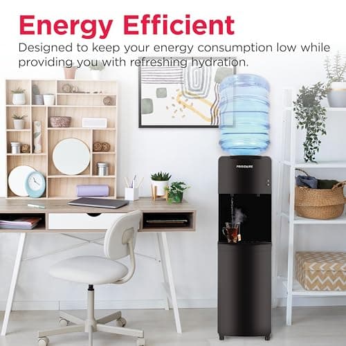 Frigidaire EFWC498 - Top Loading Cooler Dispenser -Hot & Cold Water - Child Safety Lock - Innovative Slim & Sleek Design, Holds 3 or 5 Gallon Bottles - Black 7