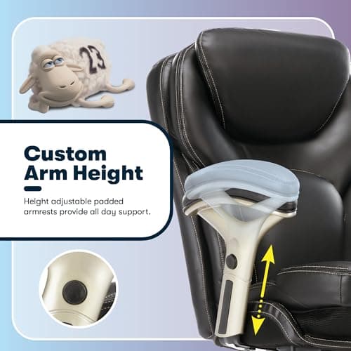 Serta Claremont Ergonomic Executive Office Chair with Back in Motion Technology, Adjustable Mid Back Desk Chair with Lumbar Support, Bonded Leather, Black 11