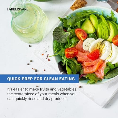 Farberware Easy to use pro Pump Spinner with Bowl, Colander and Built in draining System for Fresh, Crisp, Clean Salad and Produce, 6.6 quart, Green 5