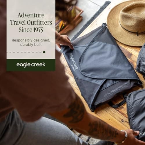 Eagle Creek Pack-It Reveal Garment Folder - Travel Garment Bag with Compression Wings to Maximize Luggage Space - Convenient Top Handle - Quick Drying Material - Black - Large 7