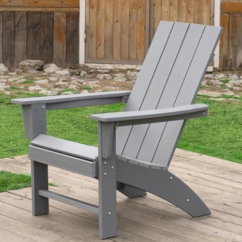 Adirondack Chair Weather Resistant Fire Pit Chairs HDPE Outdoor Adirondack Chair for Patio Front Porch Pool Garden Deck Fire Pit Outside (Light Grey)