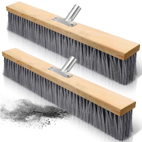 Qinyoung 2 Pcs 24 Inches Floor Sweep Fine Sweep Floor Brush Push Broom Head Soft Bristle Push Broom Sweeper Broom with Polypropylene Bristles for Hardwood Floors Sweeping Indoor, Simple and Plain
