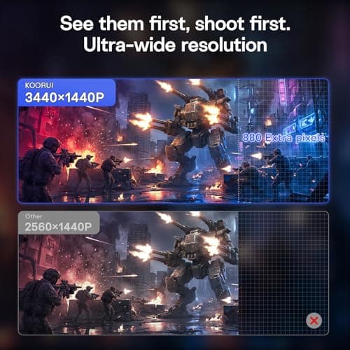 KOORUI 34 inch 240Hz Ultrawide Curved Gaming Monitor 3440x1440P, 21:9 Display, 1500R Curvature. 1MS, PIP/PBP, Support Adaptive Sync, DP, HDMI, PS5,Vesa 3