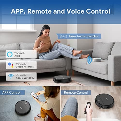 Robot Vacuum and Mop: 2-In-1 Robotic Vacuum Gyroscope Navigation Z-Zag Cleaning & Alexa/APP Control& Tangle-Free& Schedule Cleaning, Self-Charging Robot Vacuum Cleaner for Hard Floor,Carpet, Pet Hair 5