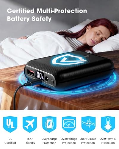 WASOTO Heated Vest Jacket Battery Pack 16000mAh 9V Output with LED Display, Rechargeable Power Bank with DC/Type-C/USB Supports PD3.0/PD2.0 6