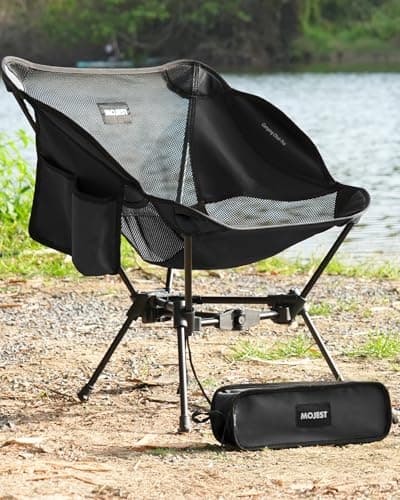 Mojest Portable Camping Chair – Compact Lightweight Folding Chair for Adults, Supports 330 lbs – Ideal for Backpacking Hiking, Fishing, Beach, Picnic & Lawn (Black)