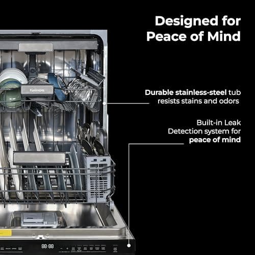 Kenmore 24" Built-In Dishwasher - Quiet Tub with TurboDry, Leak, & SmartWash Soil Detection - 15 Place Settings - 49 DBA - ENERGY STAR Certified - Black 6