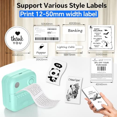 Rotema Label Maker Machine with Tape – Bluetooth Thermal Label Printer, Mini Sticker Maker for Home, Office, Small Business & Organization, Portable Sticker Printer for Phones 8