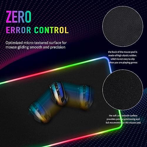 Large RGB Gaming Mouse Pad -15 Light Modes Touch Control Extended Soft Computer Keyboard Mat Non-Slip Rubber Base for Gamer Esports Pros 31.5X11.8(RGB) 8