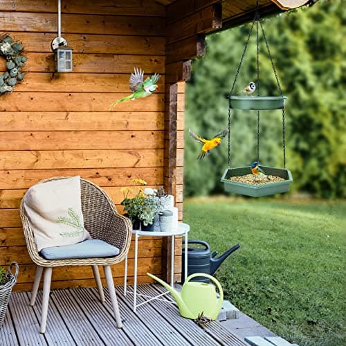 Hanging Bird Bath，2 in 1 XL Hanging Bird Feeder & Birds Bath for Outside, Birds Water Feeder,Tray for Outdoors Garden Patio Decoration 5