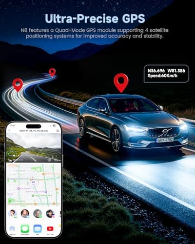 COOLCRAZY Dash Cam Front Rear - 4K+1080P Full HD Dashcam Free 64GB Card, with 5G WiFi GPS, Dual Dash Camera for Cars with 3" IPS Screen, Night Vision, HDR, App Control, 24H Parking Mode, Loop Record 7