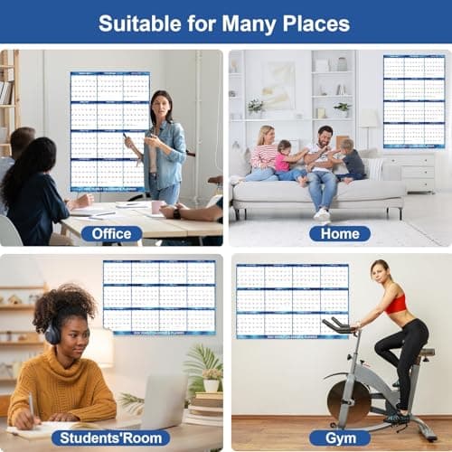 24" x 36" 2026 Wall Calendar Dry Erase - Large Starry Sky Calendar Wet & Dry Erasable Laminated 12 Month Annual Yearly Planner, Reversible, Horizontal/Vertical, with Major Holidays Julian Dates 5