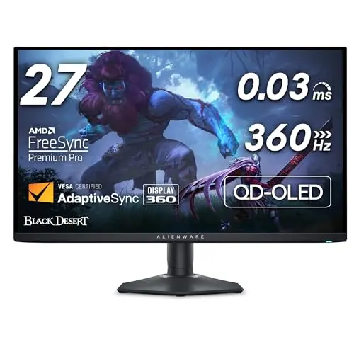 Alienware AW2725DF OLED Gaming Monitor - Quantom-Dot WQHD (2560x1440) 360Hz 0.03Ms Display, AMD FreeSync Premium Pro, HDMI/DP/USB 3.2 Gen1 - Black (Renewed)