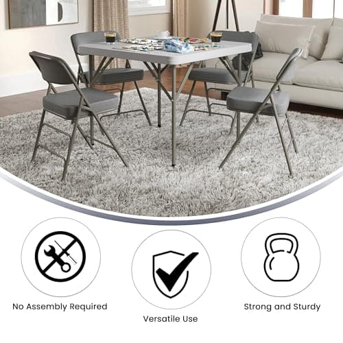 Flash Furniture Hercules Series Metal Folding Chair with Cushioned Seat, Fabric Upholstered Event Chair with 300-lb. Static Weight Capacity, Gray 5