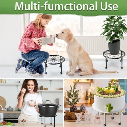 Gskeco Garden Gifts Plant Lovers Gifts Black Metal Plant Stand with Anti-Slip Base Rustproof Heavy Duty Decorative Round Flower Stand Display Shelf for Indoor/Outdoor 7