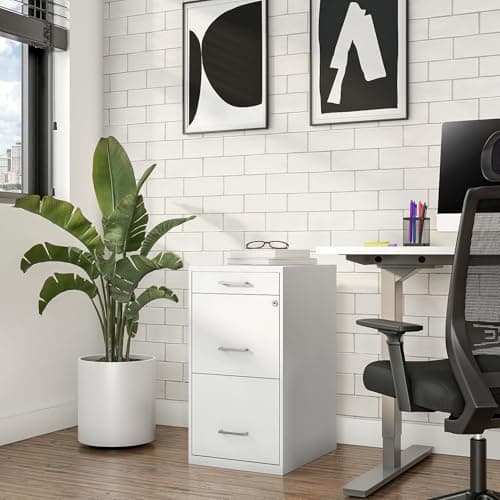 Staples 3-Drawer Vertical File Cabinet, Letter Size Documents, Lockable & Mobile, 18.9" D x 14.3" W x 26.9" H, White 8