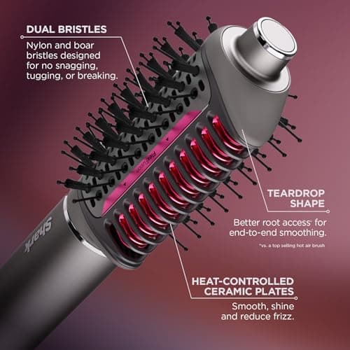 Shark Flex Fusion Hair Straightener & Powerful Hair Dryer with Fusion Hair Brush, Air Styler with Auto-Wrap Hair Curlers, Concentrator, & Frizz Fighter, Metallic Mist, HD651S 9