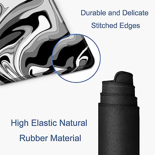 Armanza Large Gaming Mouse Pad, Extended XL Mousepad, Non-Slip Rubber Base Keyboard Mouse Mat Desk Pad for Work, Game, Office, Home, 31.5 x 11.8 in, Black Marble Fluid Design 5