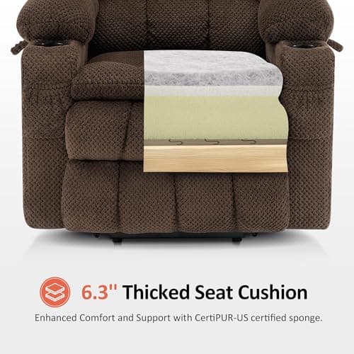 MCombo Dual Motor Power Lift Recliner Chair with Massage and Heat for Elderly People, Infinite Position, USB Ports, Cup Holders, Fabric 7890 (Medium, Mocha) 9