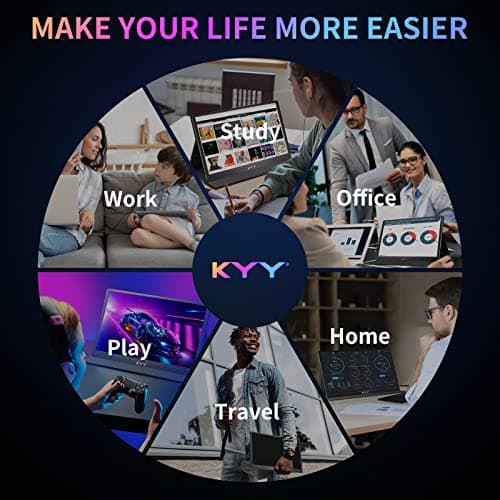 KYY 4K Portable Monitor 15.6'' 3840x2160 UHD USB-C, 100% Adobe RGB, 400cd/㎡, IPS Computer Gaming Display HDR Travel Monitor w/Speakers & Smart Cover for Laptop Xbox PS5 Switch PC Phone 9