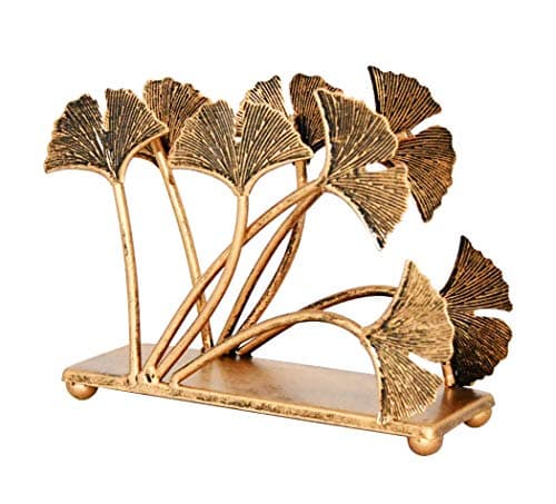 OwlGift Modern Ginkgo Leaves Design Napkin Holder for Tables, Metal Paper Napkin Storage for Kitchen, Stylish Paper Towel Dispenser, Mail Letter Sorter Rack, Document File Organizer – Bronze 7