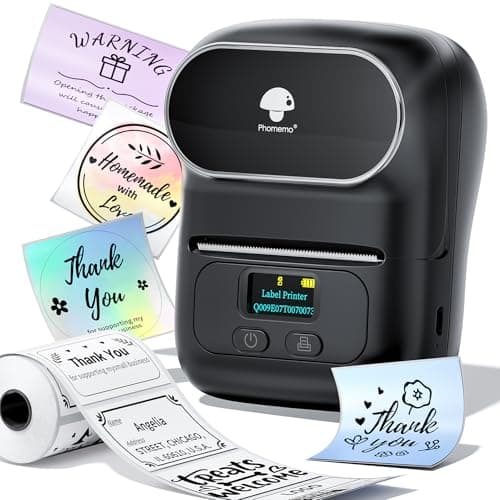Memoqueen M110 Label Maker - M110 Barcode Label Printer Portable Bluetooth Maker Machine with Tape for Name Labels, Small Business, Address, Logo, Clothing Price Tag, Mailing, with 40x30mm Label