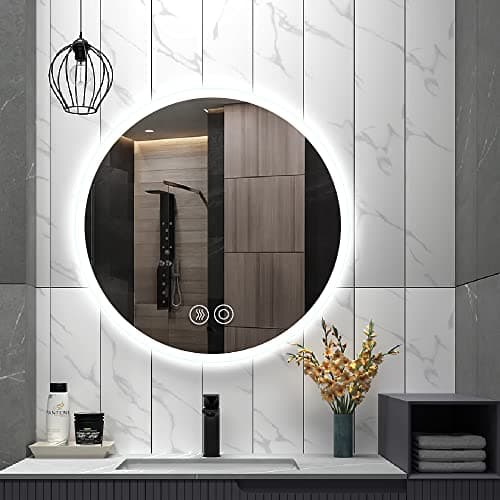 Panana LED Bathroom Mirror 24Inch with Lights, Adjustable 3000K/4500K/6000K Lights, Smart LED Vanity Mirror, Wall Mounted Anti-Fog Dimmable Front Lighted Makeup Mirror (Round 24 x24)