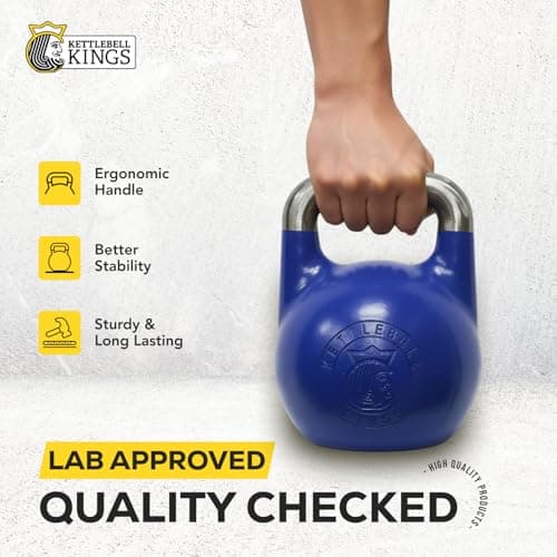 Kettlebell Kings Competition Kettlebells Weight (35mm Handle) 8-48 KG - Hand Weights Workout Gym Equipment and Strength Training Sets for Women and Men for Home Gym - Suitable for Repetition Workouts 5