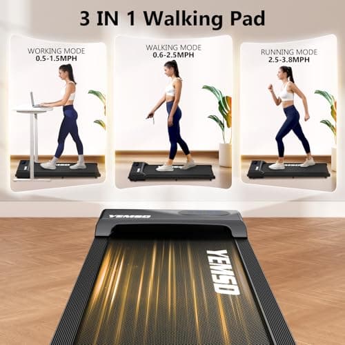 Walking Pad, Under Desk Treadmill for Home and Office, 330 Lbs Capacity, 3 in 1 Portable Treadmill with Remote Control, Classic Black 5