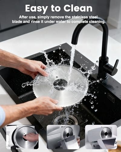 Pterying Meat Slicer Machine for Home - 200W Electric Food Slicer with 2 Removable 7.5" Stainless Steel Blades and Tray, Adjustable and Child Lock Protection, Slicer Machine for Meat Bread 5