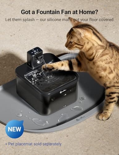 DownyPaws Cat Water Fountain Cordless, 84oz/2.5L Fursink Wireless Pet Water Fountains for Cats Indoor, Battery Operated Cat Drinking Fountain with Motion Sensor, Ultra Quiet Pump, BPA-Free, Black 6