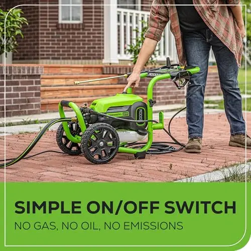 Greenworks 3000 PSI Pressure Washer (2.0 GPM Max) with Foam Cannon – Easily Remove Dirt and Grime on Siding, Fences, Patios, 5