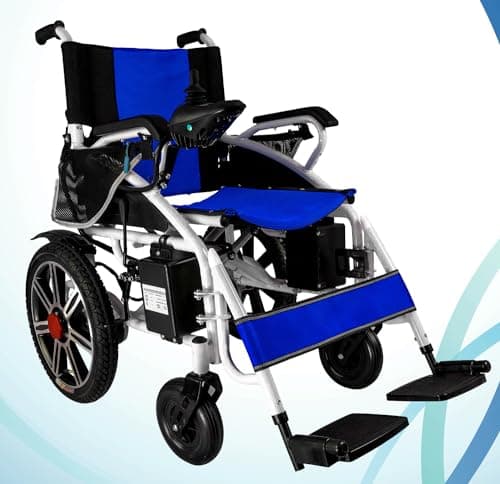All Terrain Travel Electric Wheelchair for Senior, Adults, Heavy Duty Power Wheelchair, 2x250 Motor Foldable Electric Wheelchairs, Power Wheelchair, Silla de Ruedas para Adultos Electrica, (Blue)