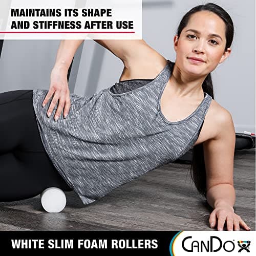 CanDo Slim White PE Foam Rollers for Exercise, Fitness, Muscle Restoration, Massage Therapy, Sport Recovery and Physical Therapy for Home, Clinics, Professional Therapy 3" x 12" Round 5
