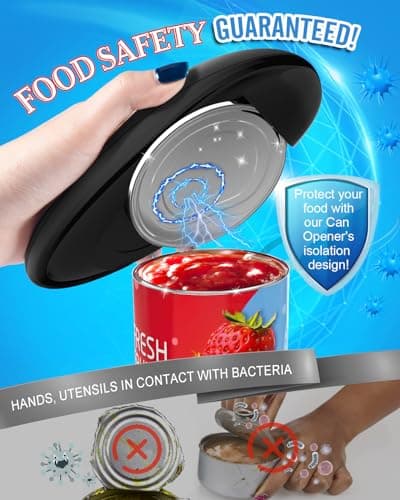 Electric Can Opener, One-Touch Automatic Can Opener with Smooth Edge, Battery Operated Handheld Can Opener for All Can Sizes, Best Kitchen Gadget for Seniors, Arthritis, and Weak Hands, Gifts (Black) 6
