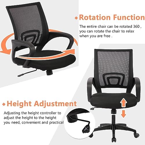 PayLessHere Home Office Chair Desk Computer Chair Adjustable Ergonomic Lumbar Support Armrest Executive with High Density Mesh 360 Degree Swivel Chair for Men Women Adults, Black 5