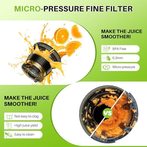 Cold Press Juicer Machines, 300W Slow Masticating Juicer Machines with 3.5inch (89mm) Large Feed Chute, Slow Cold Press Juicer Machines Vegetable and Fruit, Reverse Function Easy to Clean with Brush 6