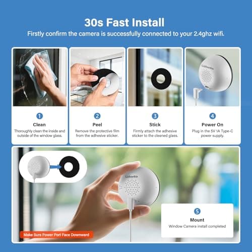 Lizhonto 4MP 2.5K Window Camera, 2.4GHz WiFi Indoor Camera for Home Security with Color Night Vision, Person & Motion Detection, 24/7 Recording, SD Card/Cloud Storage, Easy to Install 6