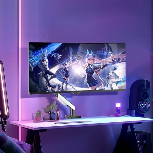WALI Heavy Duty Monitor Arm, Monitor Stand for Screen up to 49 inch, 44 lbs, Aluminum Ultrawide Computer Mount for Samsung Odyssey G9, Adjustable, Mounting Holes 75 and 100 (GAM001XL), White 7