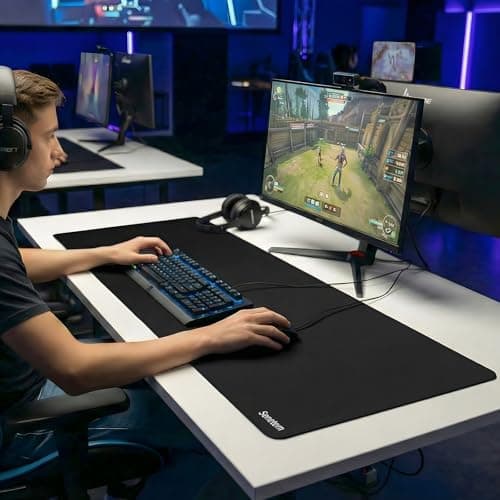 Senetem XXXL Large Mouse Pad, Ultra-Smooth Gaming Mousepad, Non-Slip Rubber Base, Washable Surface Fits Wired & Wireless Mouse – Oversized Big & Long Keyboard Computer Black Mat for Desk, 35.4x15.7 in 7