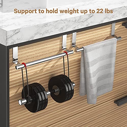 Mosuch Stainless Steel Over Door Towel Rack Bar Holders for Universal Fit on Over Cabinet Cupboard Doors 2 Pack (Sliver) 6