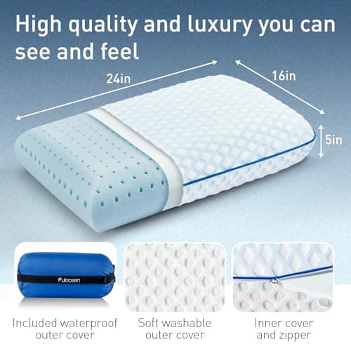 Cooling Gel Memory Foam Pillows for Sleeping, Bamboo Rayon Bed Pillow for Back Side Sleeper,Medium Firm Contoured Support, Neck Shoulder Pain Relief Washable Breathable Cover Dorm Twin XL Travel 7