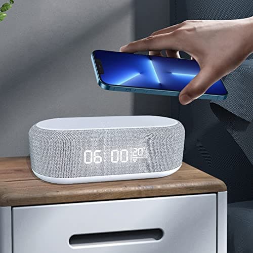 Alarm Clock with Wireless Charging,Multifunctional Digital Alarm Clock with Night Light,LED Display Time Clock,Temperature for Bedroom,Smart Alarm Clock Charger for Bedroom, Bedside, Office Prime