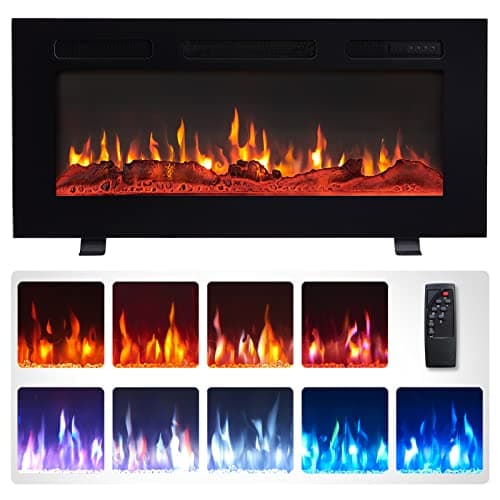 Efiretric® Grace 36" W 3 in 1 Electric Fireplace (EF449), Freestanding, Wall Mounted, Recessed, 9 Colors Flame Effect, TV Media Wall, Heater 750W/1500W, Remote Control