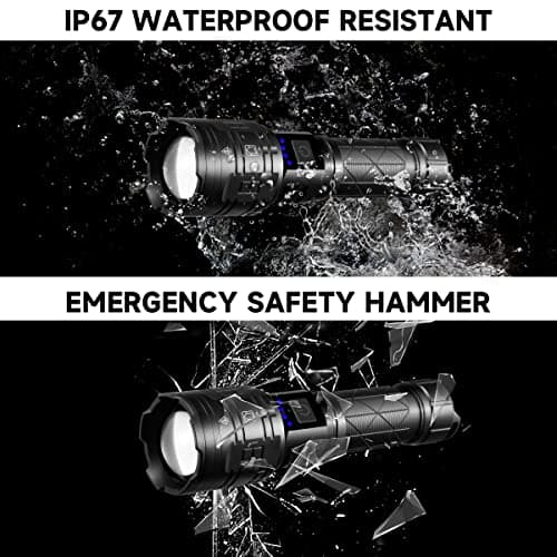 Rechargeable Flashlights High Lumens, Powerful Tactical Flashlights, 5 Modes LED Flashlight Adjustable, Brightest Flashlight Waterproof, Handheld Flash Light for Emergencies, Home, Camping, Hiking 6