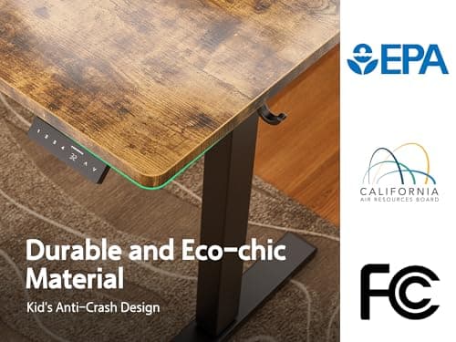 WALKINGDESK 48x24 Inches Electric Standing Desk with Drawer and Monitor Stand, Height Adjustable Stand up Desk for Home Office, Ergonomic Sit to Stand Table with Phone Holder, 3 Hooks, Rustic Brown 9